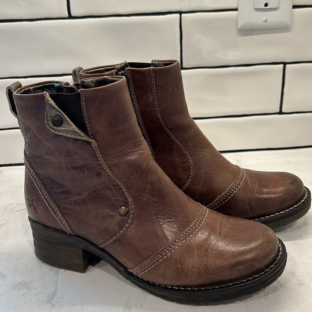 Dromedaris Boots Women 37/7 Brown Leather Ankle Bootie Hippie Outdoor Kassia - Picture 14 of 16